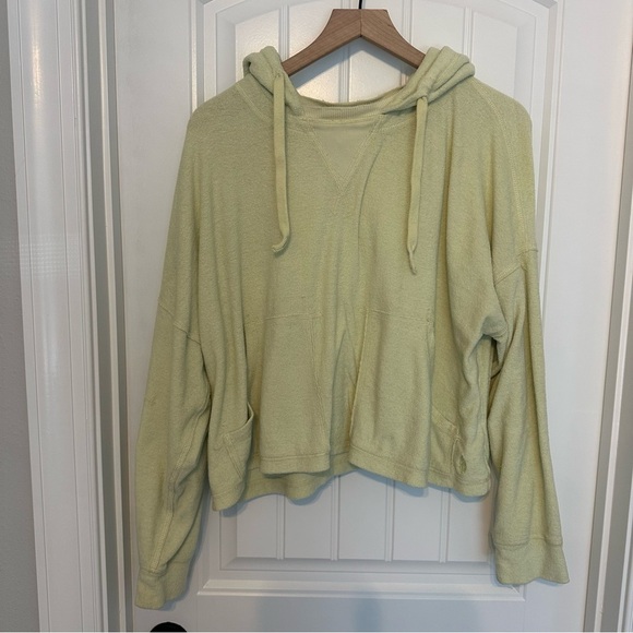 Free People Oversized Hoodie Sweatshirt Green Terry Cloth Beach Size Small - Picture 3 of 6